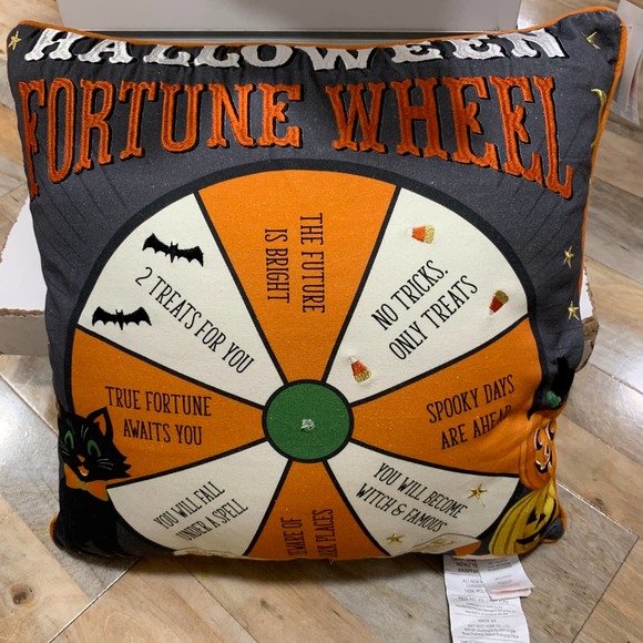 Isaac Mizrahi Fortune Teller Wheel Throw Pillow Halloween Decor Arrow Spins 18" - Picture 6 of 12